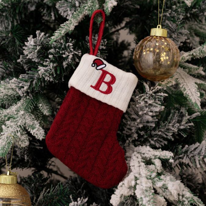 Red Knitted Christmas Letter Socks Christmas Tree Pendant