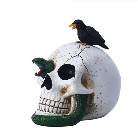 Halloween Green Snake Crow White Skull Ornament