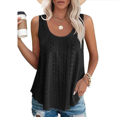 Spring and summer new round neck loose sleeveless T-shirt top