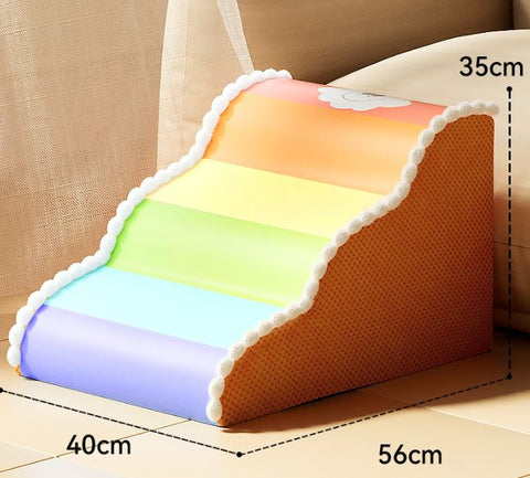 Cute Rainbow Cloud Waterproof Small Dog Bed Sofa Steps Detachable Stairs