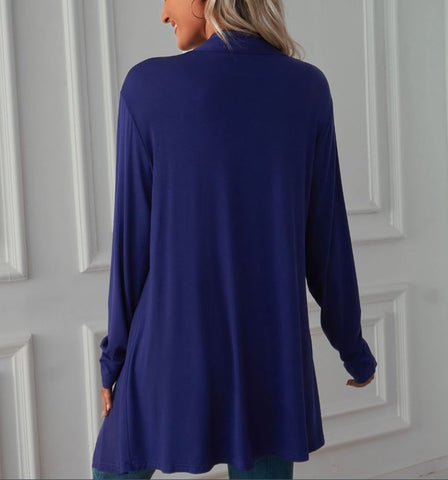 Autumn new solid color long sleeved cardigan jacket long top