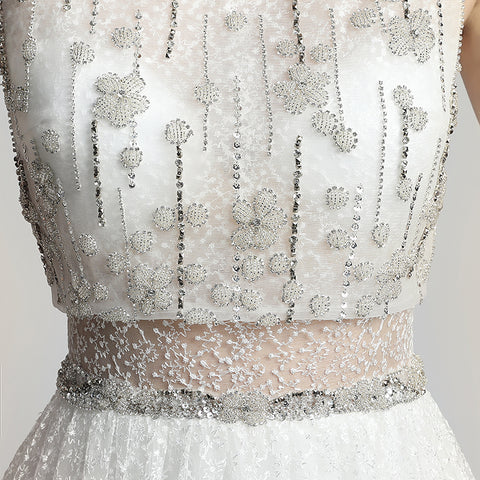 Charming Pink Sleeveless A - Line Ball Gown with Embellished Bodice and Tulle Prom Dress,LX446