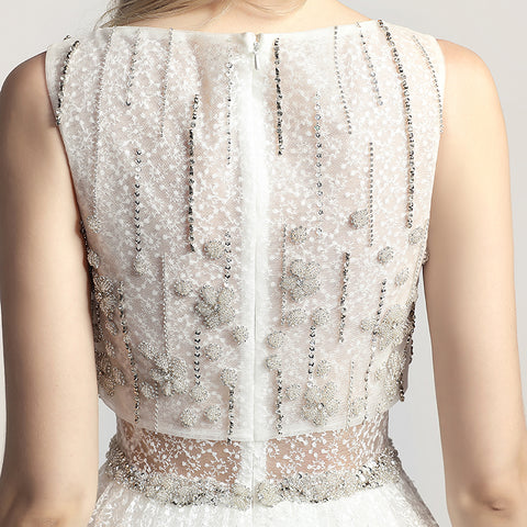 Charming Pink Sleeveless A - Line Ball Gown with Embellished Bodice and Tulle Prom Dress,LX446