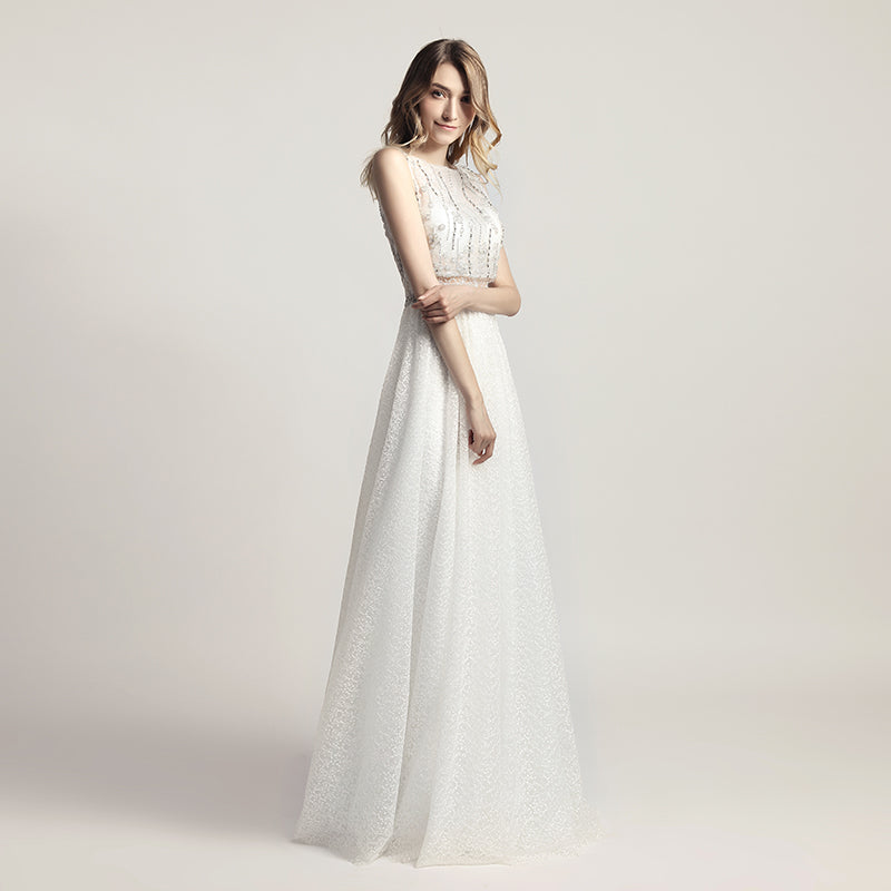 Charming Pink Sleeveless A - Line Ball Gown with Embellished Bodice and Tulle Prom Dress,LX446