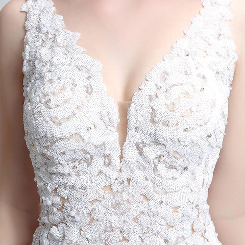 Chic Sleeveless V - Neck Pink Mermaid Gown with Exquisite Lace - Embroidered Bodice Prom Dress,LX151