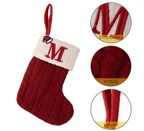 Red Knitted Christmas Letter Socks Christmas Tree Pendant