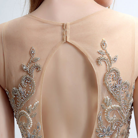 Elegant Sleeveless V - Neck Pink Maxi Dress with Embroidered Bodice and Flowing Tulle Prom Dress,LX152