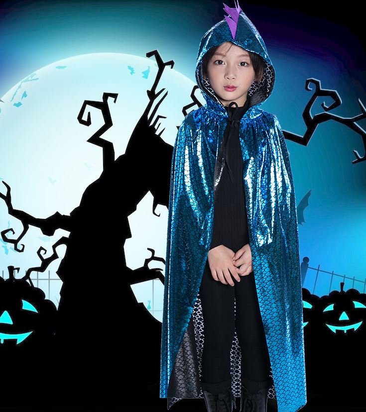Halloween children's dinosaur hot stamping hooded canopy performance costume