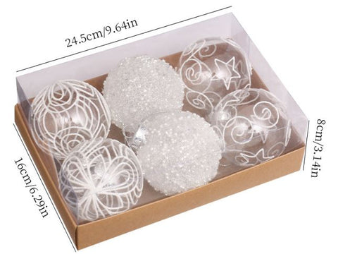 6pcs high-quality transparent painted Christmas ball gift box pendant