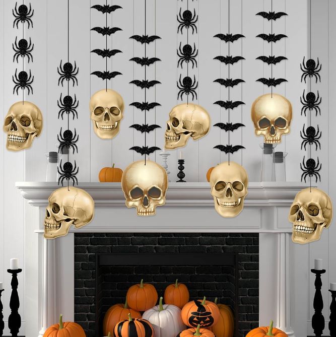 Halloween Skull and Bat Spider Pendant