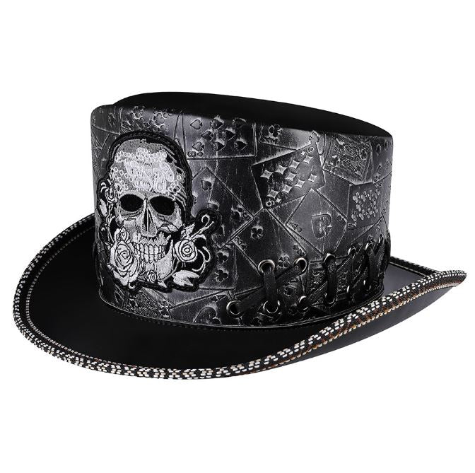 Punk retro knight skull embroidered dome party hat