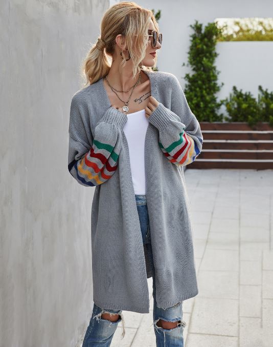 2024 Autumn/Winter Splicing Loose Large Knitted Jacket