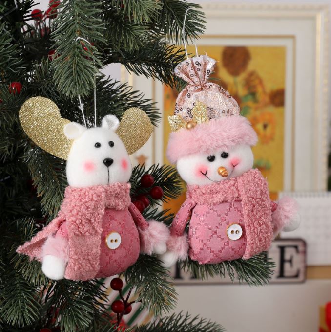 Pink themed dolls for Christmas Tree pendant