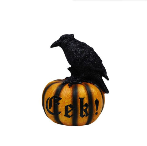 Halloween Crow Pumpkin Ornament Prop