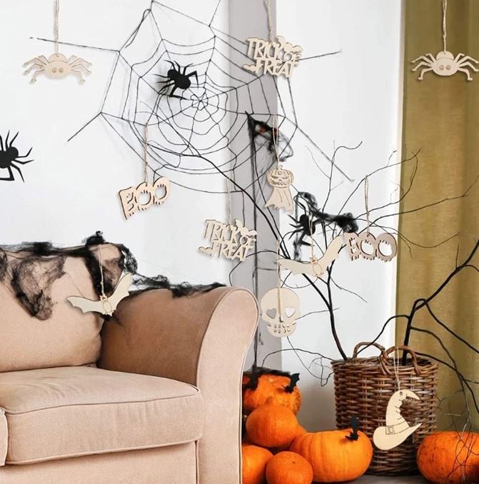 DIY new Halloween atmosphere decoration wooden hanging pendant
