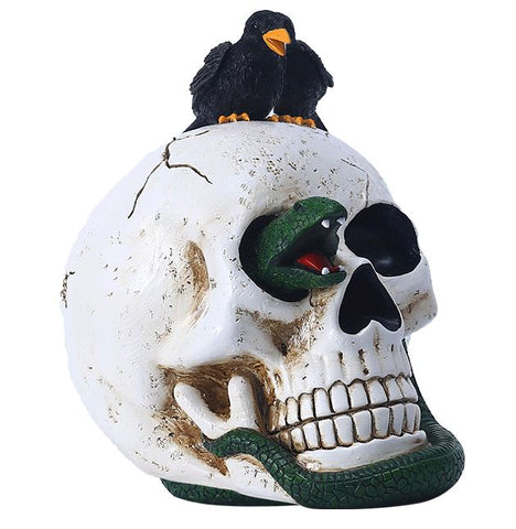 Halloween Green Snake Crow White Skull Ornament