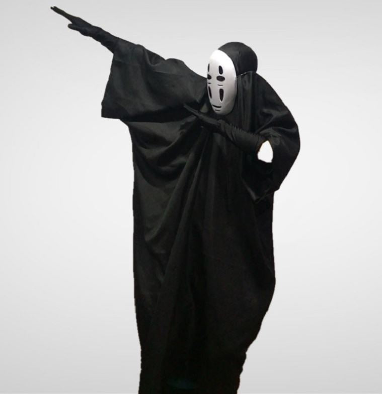 Faceless male cosplay anime mask gloves and ghost costumes cloak performance costumes