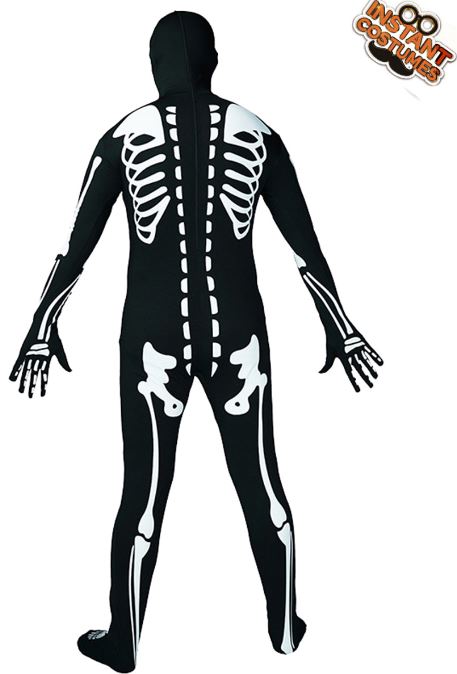Men's horror skull and ghost bone jumpsuit Halloween party performance outfit