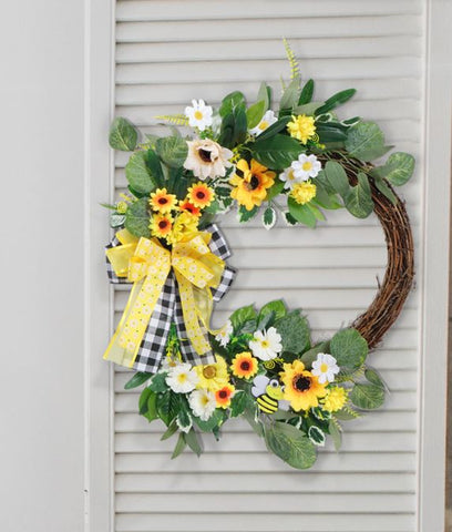 Door hanging sunflower vine Christmas wreath