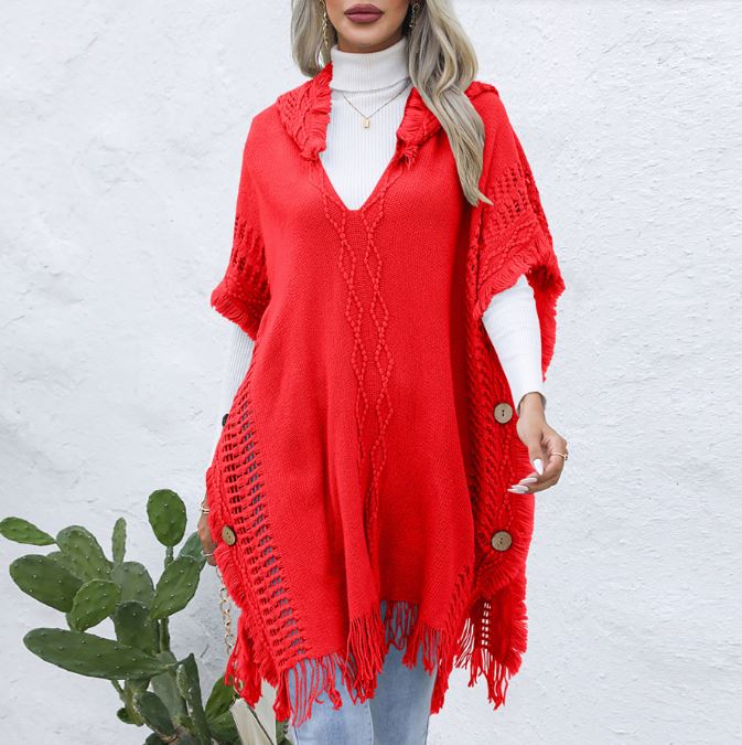 Casual loose V-neck tie hat mid length top jacket