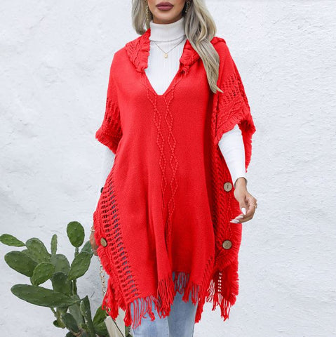 Casual loose V-neck tie hat mid length top jacket