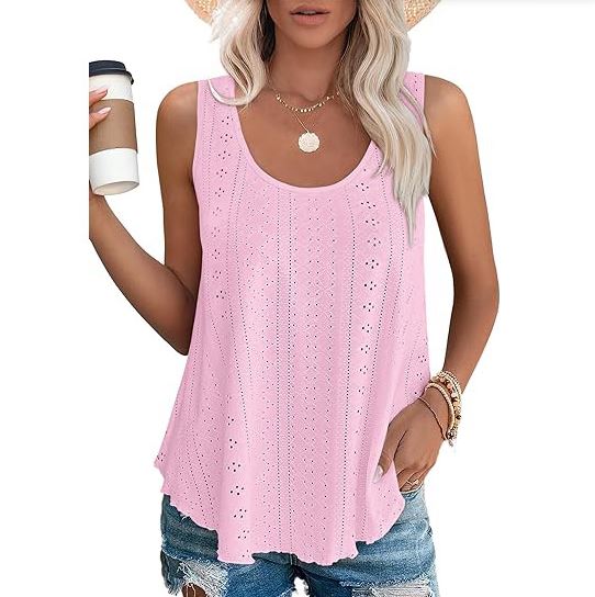 Spring and summer new round neck loose sleeveless T-shirt top