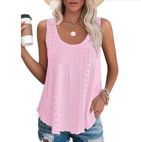 Spring and summer new round neck loose sleeveless T-shirt top