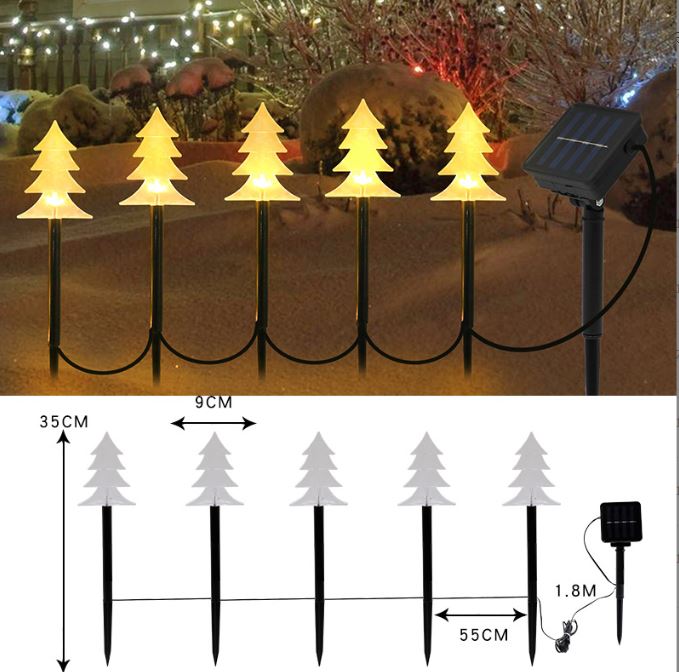 Solar powered LED Christmas tree ground mounted decorative lights