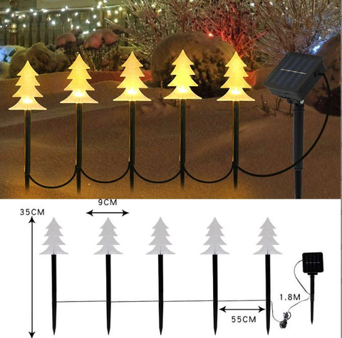 Solar powered LED Christmas tree ground mounted decorative lights