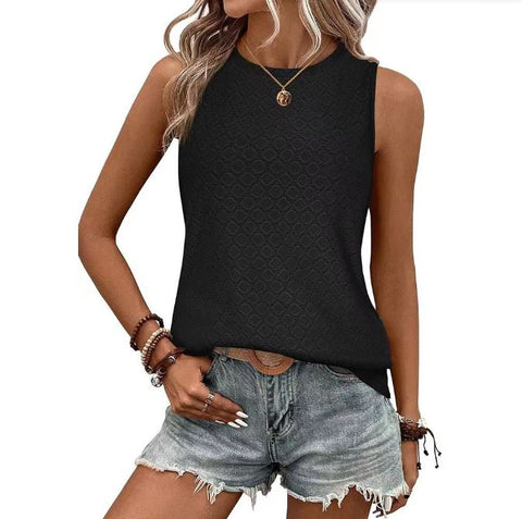 Spring and summer new round neck printed vest T-shirt top