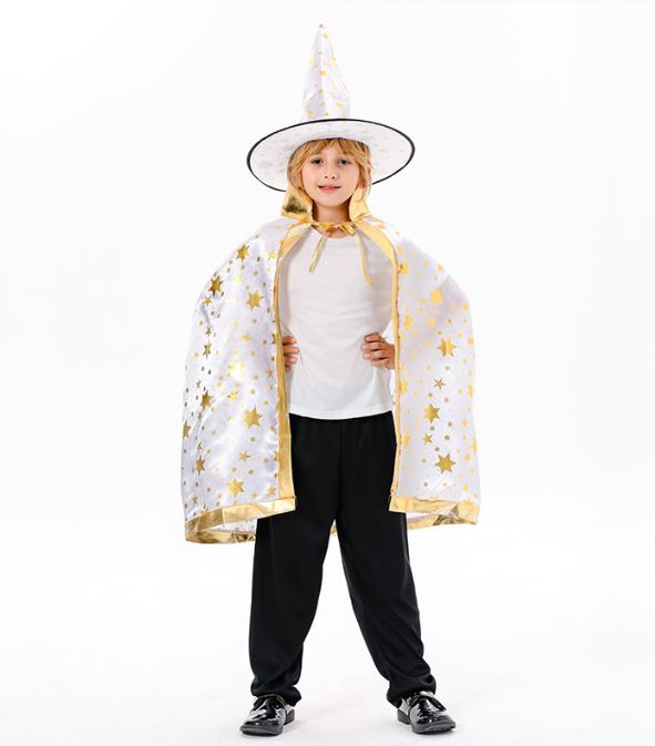 Halloween children's five-star hot stamping witch wizard cloak