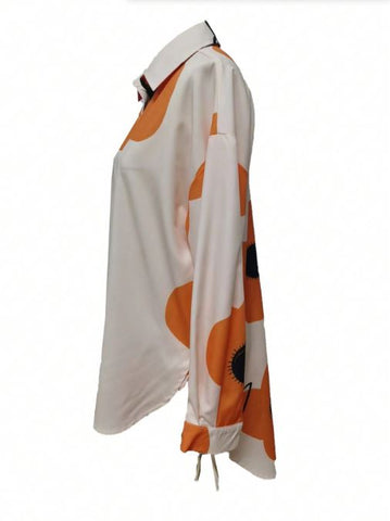 Autumn loose mid length printed shirt