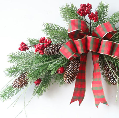 Christmas door hanging cow horn rattan decorative wreath