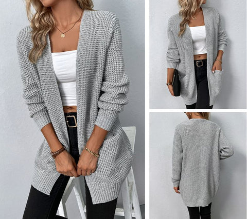Solid color knitted sweater jacket
