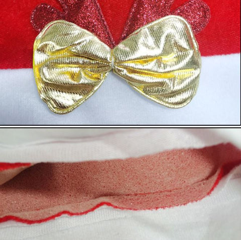 Adult Golden Velvet Antlers Christmas Hat