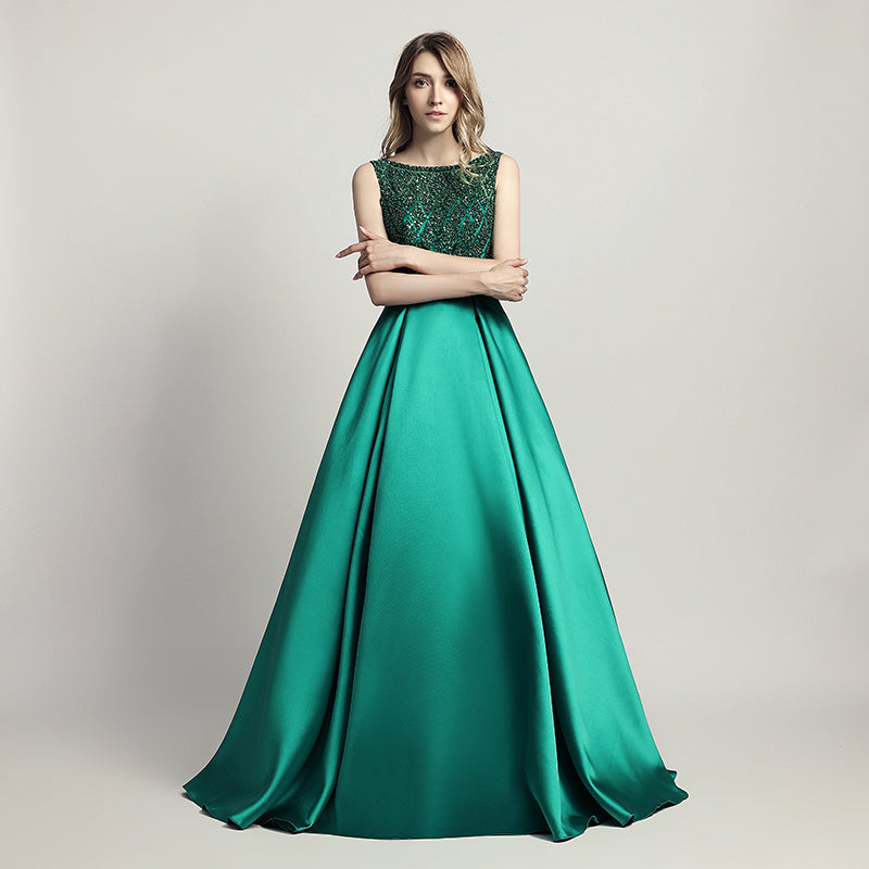 Glamorous Red Sleeveless A - Line Ball Gown with Embroidered Bodice  Prom Dress,LX443