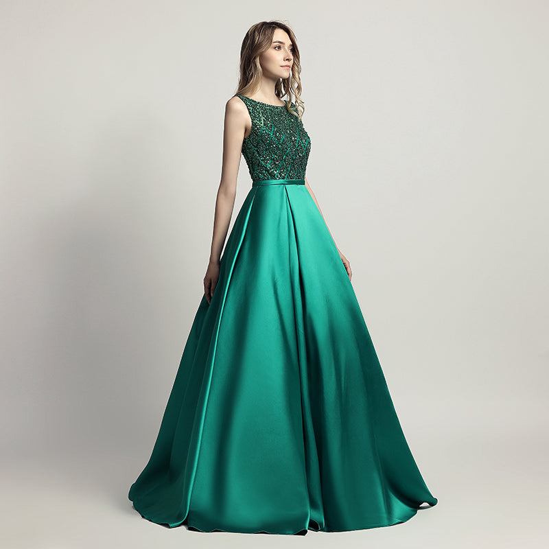 Glamorous Red Sleeveless A - Line Ball Gown with Embroidered Bodice  Prom Dress,LX443