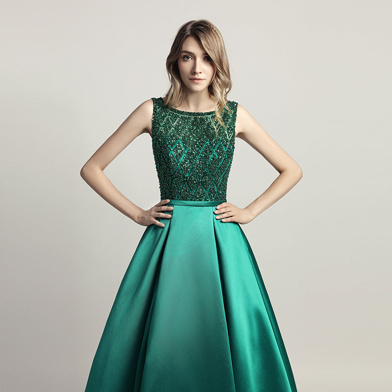 Glamorous Red Sleeveless A - Line Ball Gown with Embroidered Bodice  Prom Dress,LX443