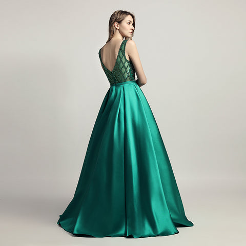 Glamorous Red Sleeveless A - Line Ball Gown with Embroidered Bodice  Prom Dress,LX443