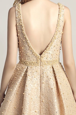 Stunning Light Blue Sleeveless V - Neck Ball Gown Prom Dress with Sparkling Embellishments ,LX442