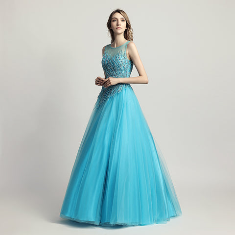 Elegant Pink Tulle Prom Dress with Delicate Embroidered Bodice - Sleeveless & Flowing Gown ,LX425