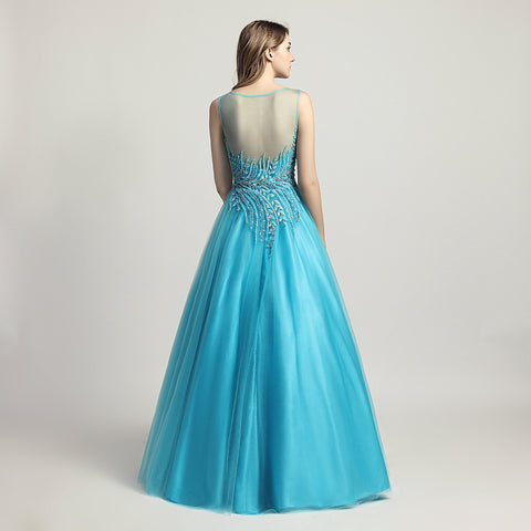 Elegant Pink Tulle Prom Dress with Delicate Embroidered Bodice - Sleeveless & Flowing Gown ,LX425