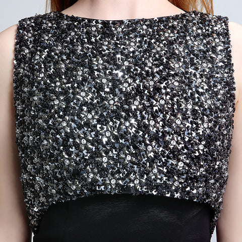 Glamorous Sleeveless Black Mermaid Gown with Sparkling Embellished Bodice Prom Dress,LX168
