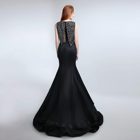 Glamorous Sleeveless Black Mermaid Gown with Sparkling Embellished Bodice Prom Dress,LX168