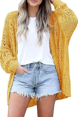 Summer new cardigan loose hollow knit sweater