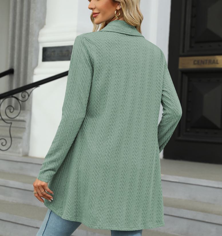 Autumn and winter new long sleeved solid color loose cardigan top women's knitted jacket