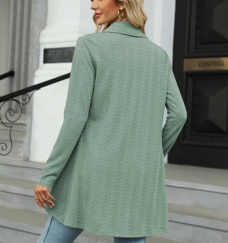 Autumn and winter new long sleeved solid color loose cardigan top women's knitted jacket