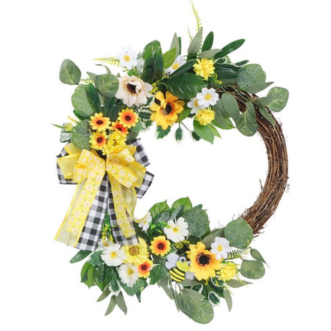 Door hanging sunflower vine Christmas wreath