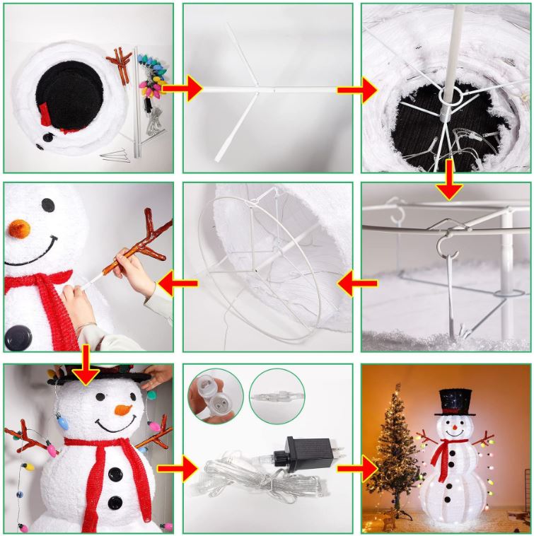 Christmas luminous folding snowman decoration holiday ornament