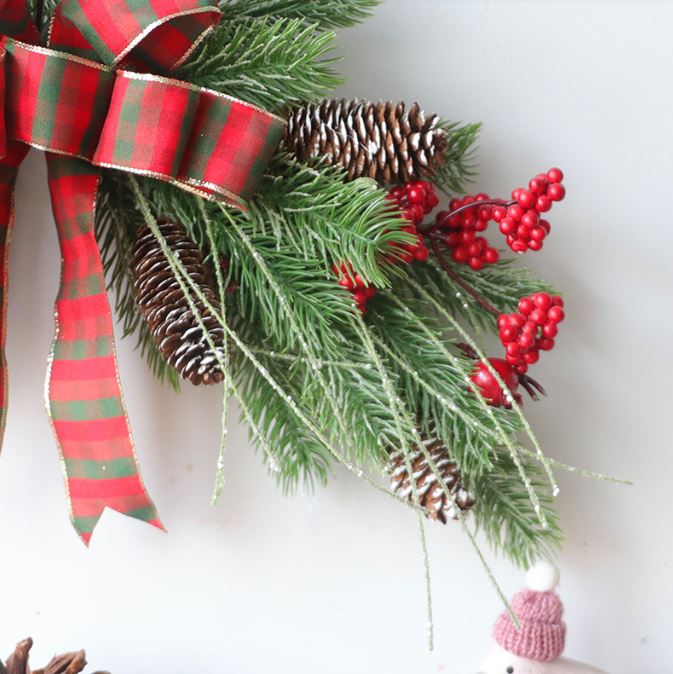 Christmas door hanging cow horn rattan decorative wreath